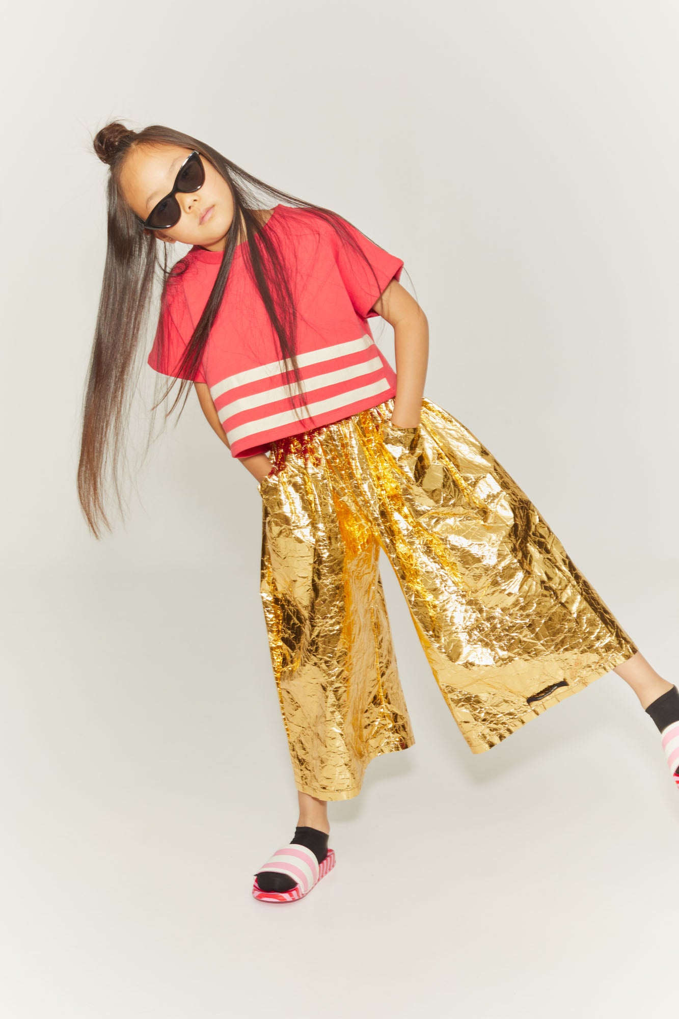 Gold Paper Wide Pants