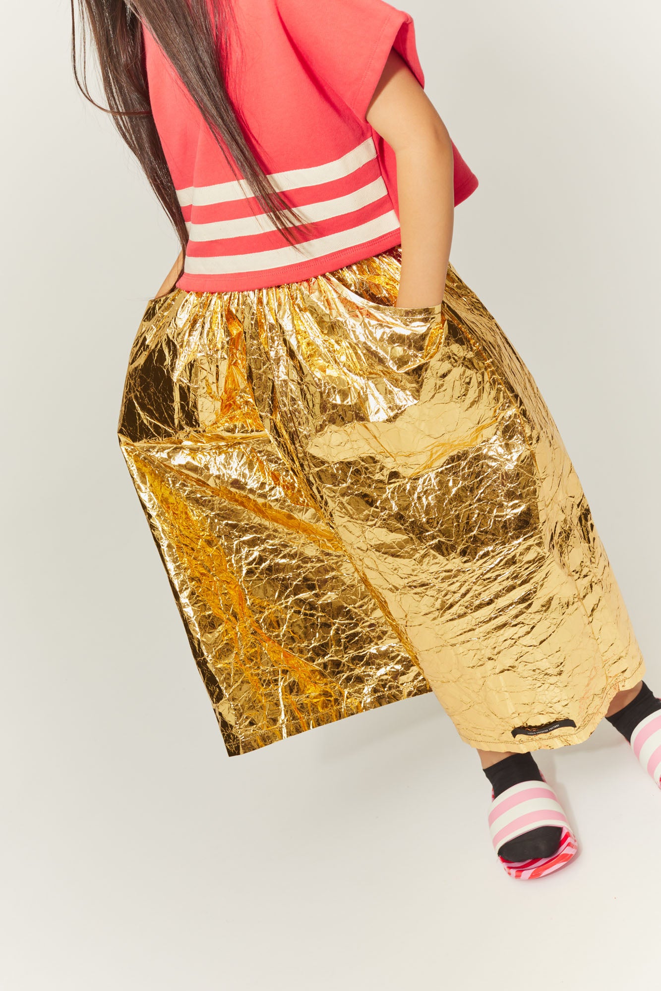 Gold Paper Wide Pants